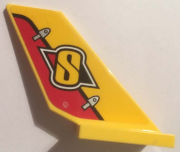 Lego Tail Shuttle with Yellow 'S' on Yellow and Red Rudder Pattern on Both Sides (Stickers) - Set 60144