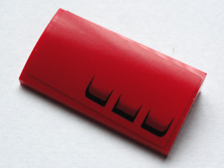 Lego Slope, Curved 2 x 4 x 2/3 with Bottom Tubes with Air Intakes Pattern Model Right Side (Sticker) - Set 75913 / Red