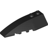 Lego Brick Wedged, Curved 6 x 2 Left, Inner Ridges / Black