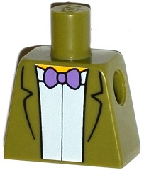 Lego Torso Simpsons Jacket, White Shirt and Purple Bow Tie Pattern / Olive Green