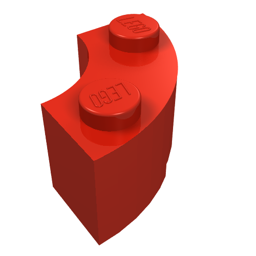Lego Brick Round Corner 2 x 2 Macaroni with Stud Notch / Red