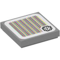 Lego Tile 2 x 2 with Thwimp and Barcode Print (Sticker) / Light Bluish Gray