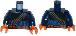 Lego Torso Batman Bandolier and Orange Belt with Pouches Pattern / Dark Blue Arms / Orange Hands