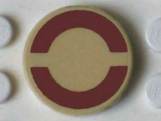 Lego Tile, Round 2 x 2 with Dark Red SW Large Semicircles on Transparent Background Pattern (Sticker) - Set 7964