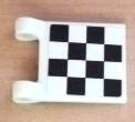 Lego Flag 2 x 2 Square with Flat Edge with Checkered Pattern on Both Sides, 2 Black Diagonal Corners (Stickers) - Set 8486 / White