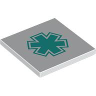 Lego Tile 4 x 4 with Dark Turquoise Star of Life Print