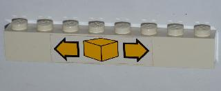 Lego Brick 1 x 8 with Small Box and Arrows Pattern on Both Sides (Stickers) - Set 6391