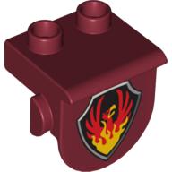 Lego Duplo Plate 1 x 2 with Overhang, with Phoenix on Black Shield Print / Dark Red