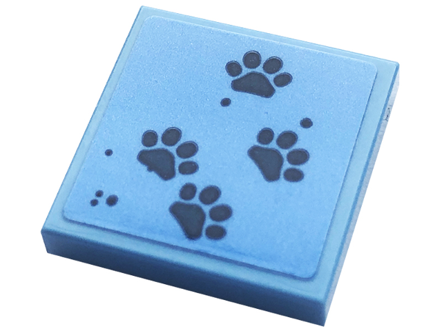 Lego Tile 2 x 2 with Dark Blue Paw Prints Pattern (Sticker) - Set 41738