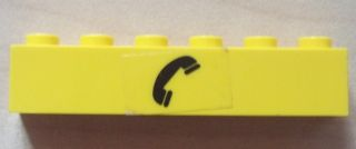 Lego Brick 1 x 6 with Black Telephone Pattern (Sticker) - Set 4554