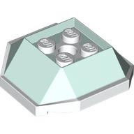 Lego Brick Wedged, Sloped 4 x 4 with White Underside Pattern (Koopa Troopa Shell) / Light Aqua