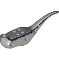 Lego Animal Body Part, Dinosaur, Raptor Body with Blue Lines and Spots / Light Bluish Gray