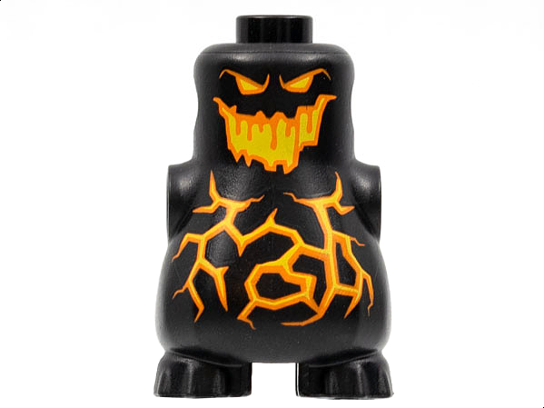 Lego Body, Nexo Knights Scurrier with Orange and Yellow Eyes, Open Mouth and Cracks Pattern