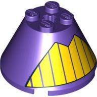 Lego Cone 4 x 4 x 2, Axle Hole with Yellow Teeth Print