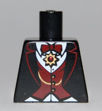 Lego Torso Suit with Dark Red Vest and Bow Tie, Gold Chain and Medallion Pattern (Vampire) / Black