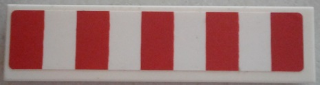 Lego Tile 1 x 4 with 5 Red Stripes Pattern (Sticker) - Set 9493 / White