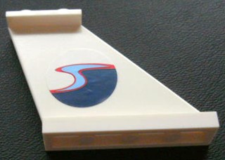 Lego Tail 4 x 1 x 3 with Dark Blue, Medium Blue and Red Wave Pattern on Right Side (Sticker) - Set 4642