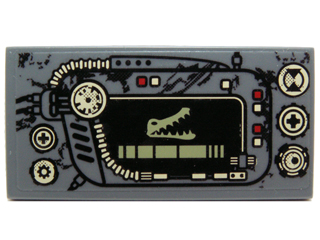 Lego Tile 2 x 4 with Croc Head Display, Buttons and Dials Pattern (Sticker) - Set 70014