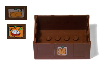 Lego Container, Trunk Bottom 4 x 6 x 2 1/3 with Cheese on Front, Bread on Right Side, Eggs on Left Side Pattern (Stickers) - Set 3667