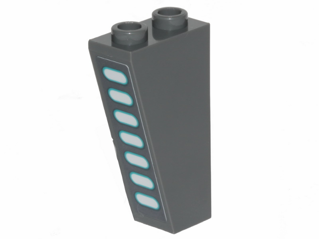Lego Slope, Inverted 75 2 x 1 x 3 with SW Darth Vader's Castle Wall Lights Pattern (Sticker) - Set 75251 / Dark Bluish Gray