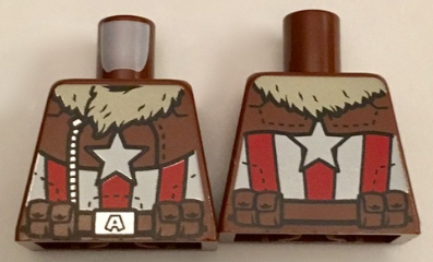 Lego Torso Bomber Jacket with Tan Fur Collar, White Star, Red and White Stripes Pattern / Reddish Brown