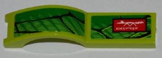 Lego Vehicle, Mudguard 1 x 4 1/2 with Scales and 'GO/FOX' Pattern Model Right Side (Stickers) - Set 8231 / Lime