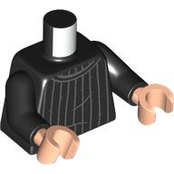 Lego Torso, Sweater, Dark Bluish Grey Vertical Knitting Lines print, Black Arms, Light Nougat Hands / Black