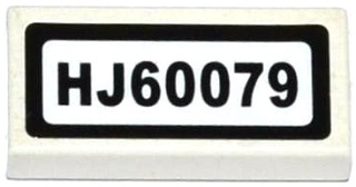 Lego Tile 1 x 2 with 'HJ60079' Pattern (Sticker) - Set 60079