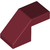 Lego Brick Sloped 45° 2 x 1 with 2/3 Inverted Cutout and no stud / Dark Red
