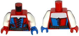 Lego Torso Batman Female Corset with Red and Blue Laces, Dark Bluish Gray Belt Pattern / White Arms / Blue Hand Left / Red Hand Right