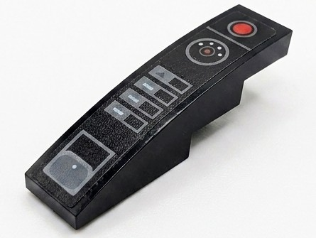 Lego Slope, Curved 4 x 1 with Control Panel with Switches, Dial and Red Light Pattern (Sticker) - Set 76905