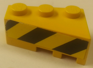 Lego Wedge 3 x 2 Left with Black and Yellow Danger Stripes Pattern (Sticker) - Sets 8431 / 8438 / 8460 / Yellow