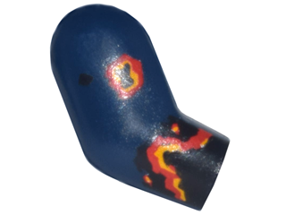Lego Arm, Right with Black, Red and Yellow Splotches Pattern / Dark Blue