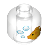 Lego Minifig Head (No Face), Gold Fish / Fish Bowl Print