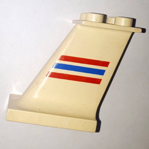 Lego Duplo Airplane Tail with Red and Blue Stripes Print / White
