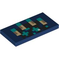 Lego Tile 2 x 4 with Pixelated Tan/Dark Turquoise Rib Cage Print