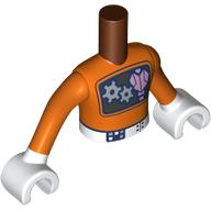 Lego Minidoll Torso Boy with Reddish Brown Arms and Hands with Space Suit, Gear, Metal Pink Heart on Black Frame print / Reddish Brown