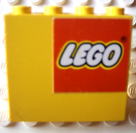 Lego Panel 1 x 4 x 3 - Solid Studs with LEGO Logo Pattern Model Right Side (Sticker) - Sets 1525 / 6692 / Yellow