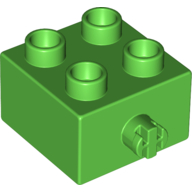 Lego Duplo Brick 2 x 2 Pin on Side / Green