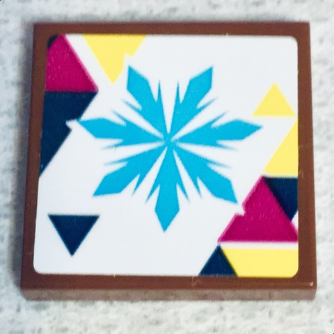 Lego Tile 2 x 2 with Medium Azure Snowflake Pattern (Sticker) - Set 41324