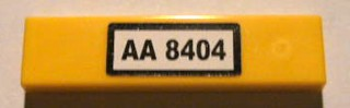 Lego Tile 1 x 4 with Black 'AA 8404' on White Background Pattern (Sticker) - Set 8404