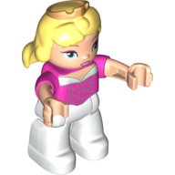 Lego Duplo Figure Long Wavy Hair, Crown, Sleeping Beauty / Dark Pink