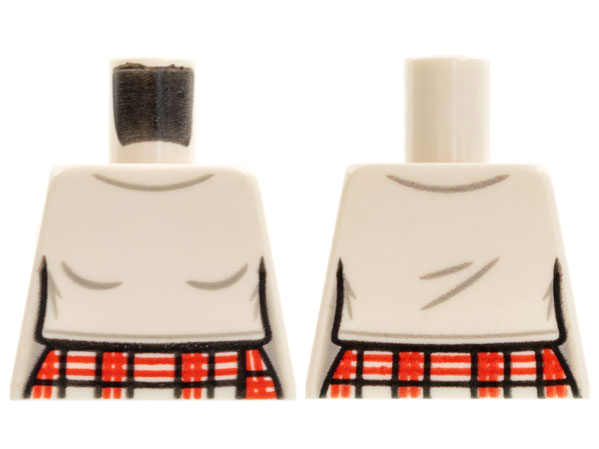 Lego Torso Female Top with Plaid Skirt Pattern / White