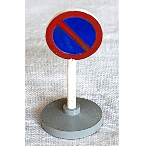 Lego Road Sign Old Round with No Parking Blue Print & Type 2 Base