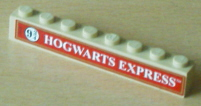 Lego Brick 1 x 8 with Red Hogwarts Express Platform 9 3/4 Pattern (Sticker) - Set 4708
