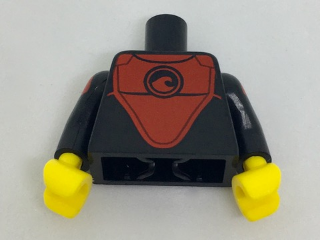 Lego Torso Wetsuit with Red Front Panel with Wave Logo Pattern / Black Arms with Red Shoulder and Stripes Pattern / Yellow Hands