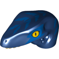Lego Animal Body Part, Dinosaur, Raptor Head with Yellow Eyes, Blue Stripes / Dark Blue