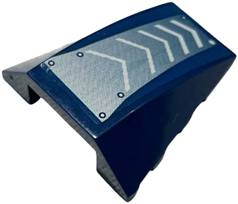 Lego Wedge 4 x 4 Triple Curved No Studs with Rivets and 5 White Arrows on Gray Fade Pattern (Sticker) - Set 6868 / Dark Blue
