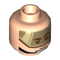 Lego Minifig Head Rebel Pilot, Chin Strap, Dark Tan Visor / Open Mouth Grin Print / Light Nougat