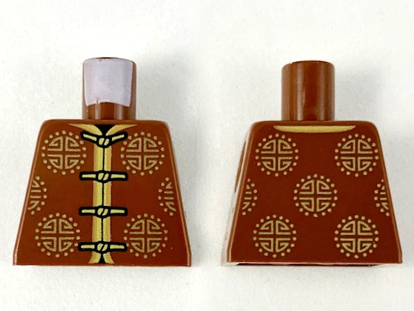 Lego Torso Tang Jacket with Gold Trim, Ties, and Sunshine Designs Pattern / Reddish Brown